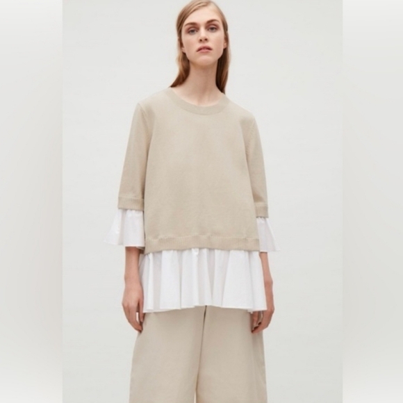 COS 2 in 1 Sweater and Shirt Combo Tan - Picture 1 of 11